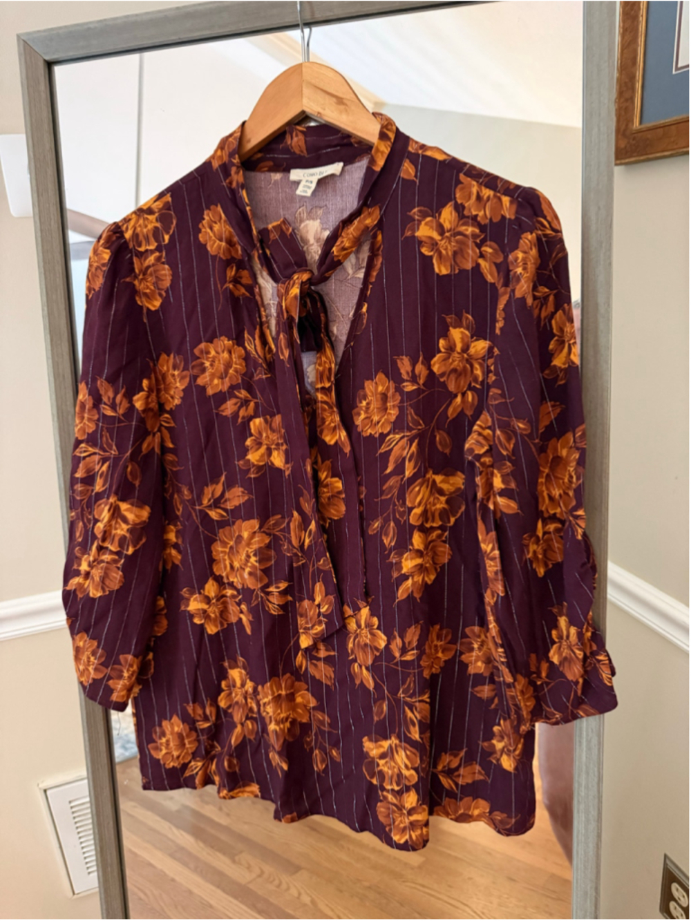 Women's Como Blu Floral Blouse Size S Purple Orange